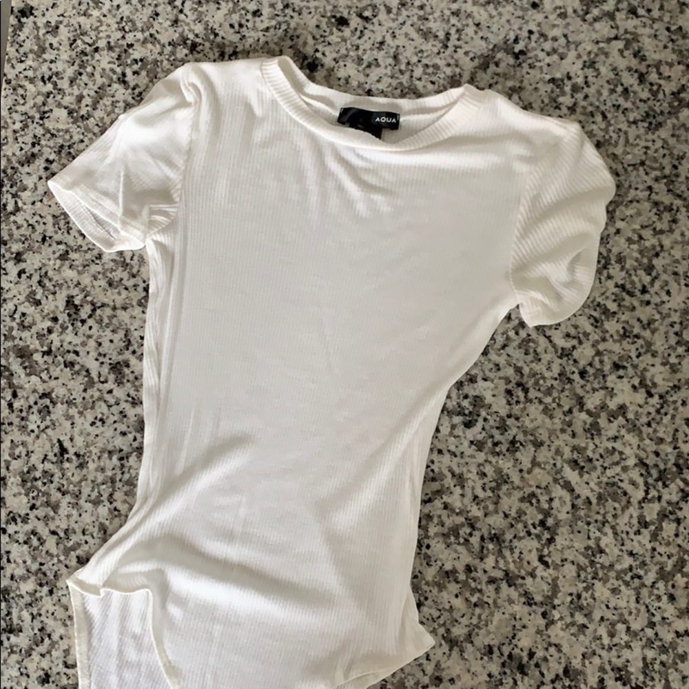 Aqua white rubbed body suit size XS.